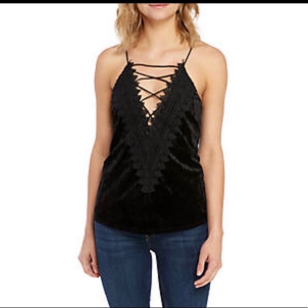 New w tags Wayf Black Velvet Cami Top SzM